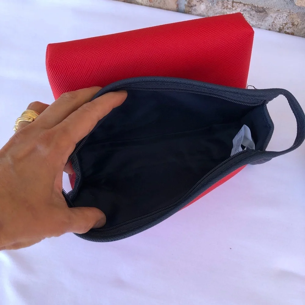 Kenneth Cole Reaction 2 Piece East West Red Navy Travel Toiletries Makeup Bag